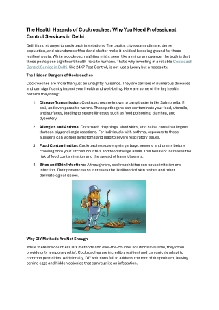 The Health Hazards of Cockroaches