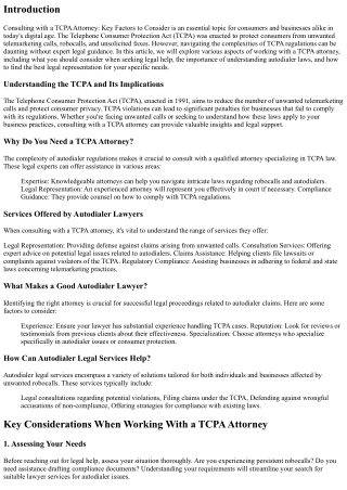 Consulting with a TCPA Attorney: Key Factors to Consider