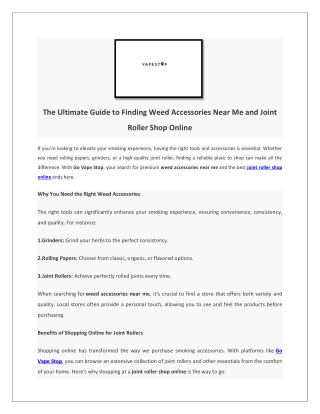 The Ultimate Guide to Finding Weed Accessories Near Me and Joint Roller Shop Online1