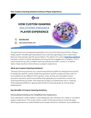 How-Custom-iGaming-Solutions-Enhance-Player-Experience