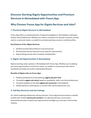 Discover Exciting Gigolo Opportunities and Premium  Services in Ahmedabad with Y