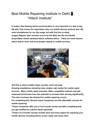 Best mobile course repairing institute