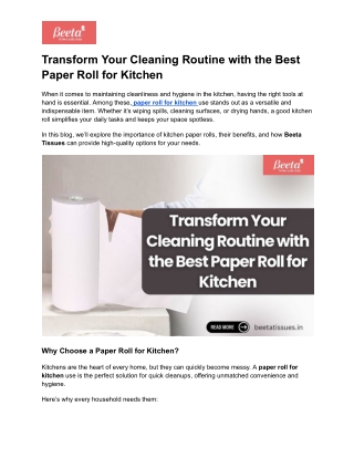 Transform Your Cleaning Routine with the Best Paper Roll for Kitchen