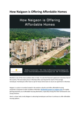 How Naigaon is Offering Affordable Homes