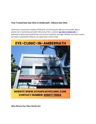 Ambernath best  Eye Clinic in | Trusted Eye Specialist in Ambernath