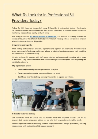 What To Look For In Professional SIL Providers Today