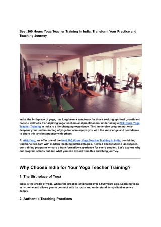 Best 200 Hours Yoga Teacher Training in India_ Transform Your Practice and Teaching Journey