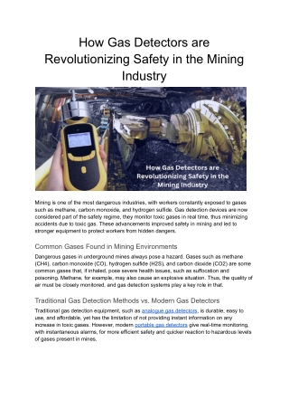 How Gas Detectors are Revolutionizing Safety in the Mining Industry