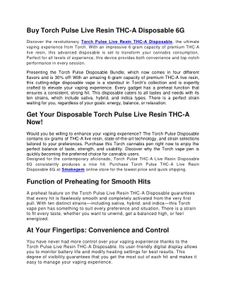 Buy Torch Pulse Live Resin THC