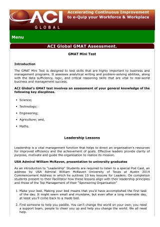 GMAT Mini Test Program in Australia