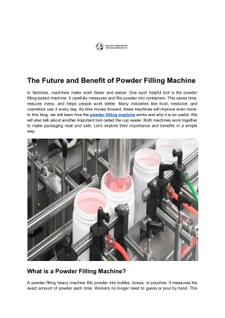 The Future and Benefit of Powder Filling Machine