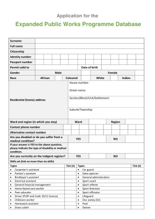 City of Tshwane Municipality Job Application Form