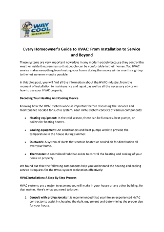 Every Homeowner’s Guide to HVAC- From Installation to Service and Beyond
