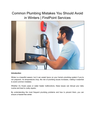 Common Plumbing Mistakes You Should Avoid in Winters _ FirstPoint Services