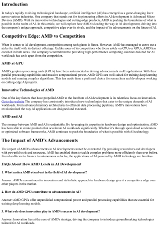 How AMD is Leading the Way in AI Development