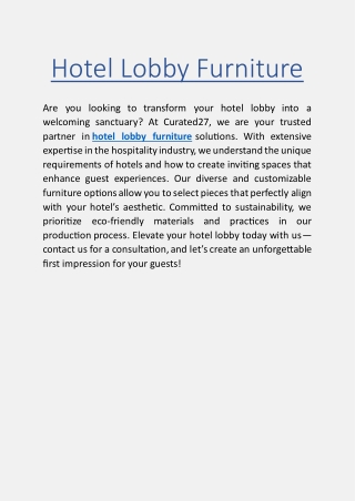 Hotel Lobby Furniture