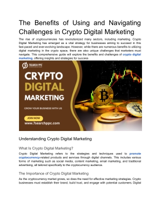 The Benefits of Using and Navigating Challenges in Crypto Digital Marketing