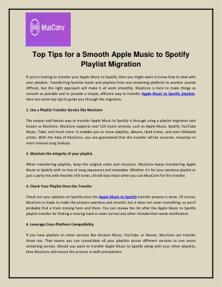 Top Tips for a Smooth Apple Music to Spotify Playlist Migration