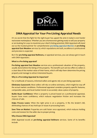 Pre-Listing Appraisal East Meadow