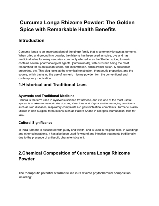 Curcuma longa rhizome powder-Dhakshin