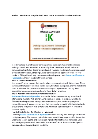 Kosher Certification in Hyderabad (1)