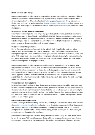 Stylish Concrete Table Designs