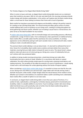 The Timeless Elegance of an Elegant Black Marble Dining Table