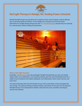Red Light Therapy In Raleigh, NC Healing Power Unlocked