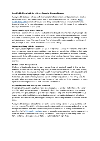 Grey Marble Dining Set is the Ultimate Choice for Timeless Elegance