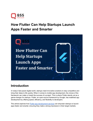 How Flutter Can Help Startups Launch Apps Faster and Smarter