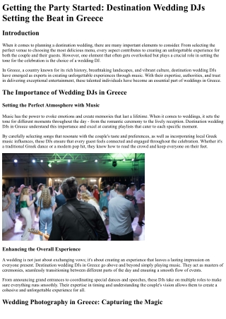Getting the Party Started Destination Wedding DJs Setting the Beat in Greece