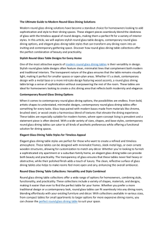 The Ultimate Guide to Modern Round Glass Dining Solutions