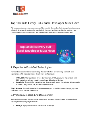 Top 10 Skills Every Full-Stack Developer Must Have