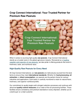 Crop Connect International Your Trusted Partner for Premium