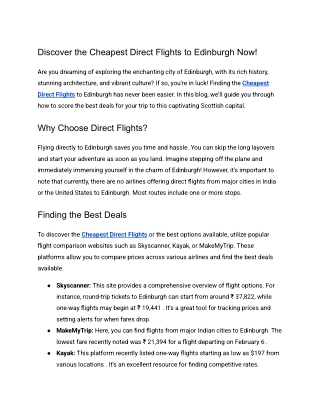 Discover the Cheapest Direct Flights to Edinburgh Now!