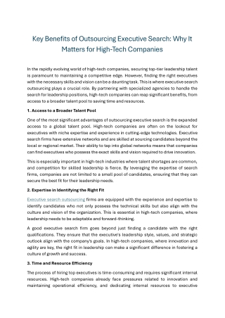 Key Benefits of Outsourcing Executive Search Why It Matters for High-Tech Companies