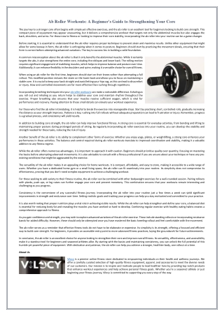 Ab Roller Workouts - A Beginner's Guide to Strengthening Your Core