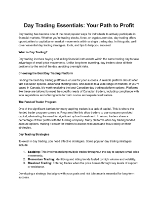 Day Trading Essentials: Your Path to Profit