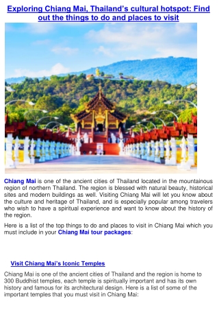 Exploring Chiang Mai