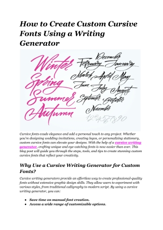 How to Create Custom Cursive Fonts Using a Writing Generator