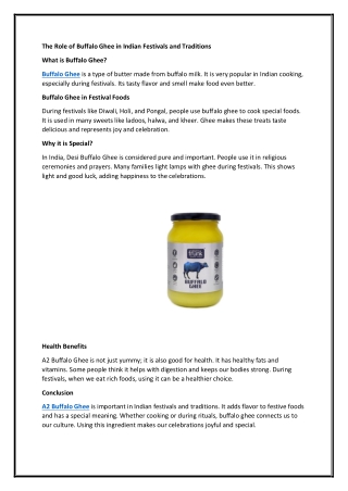 The Role of Buffalo Ghee in Indian Festivals and Traditions