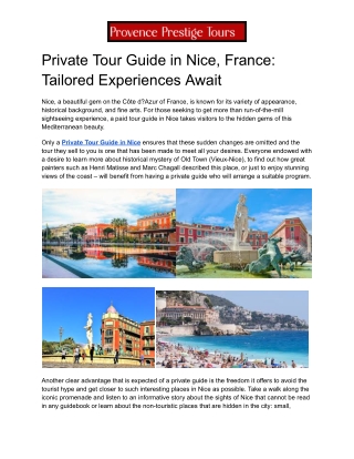 Private Tour Guide in Nice, France_ Tailored Experiences Await