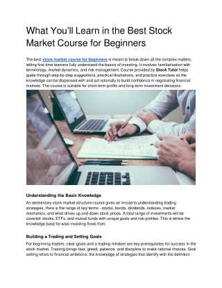 What You’ll Learn in the Best Stock Market Course for Beginners - Google Docs