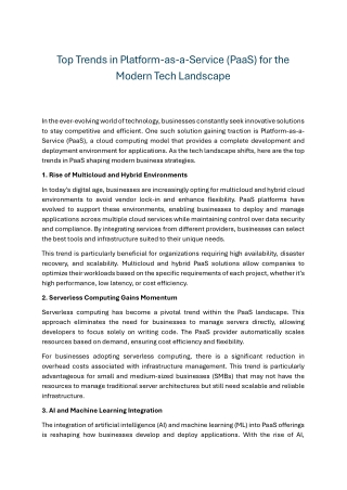 Top Trends in Platform as a-Service (PaaS) for the Modern Tech Landscape