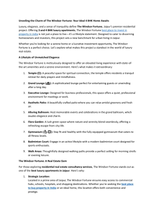 Unveiling the Charm of The Windsor Fortune: Your Ideal 4 BHK Home Awaits