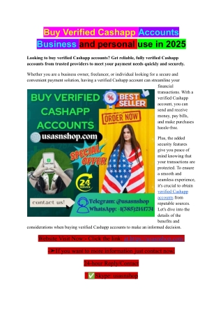Buy Verified Cashapp Accounts Business and personal use in 2025