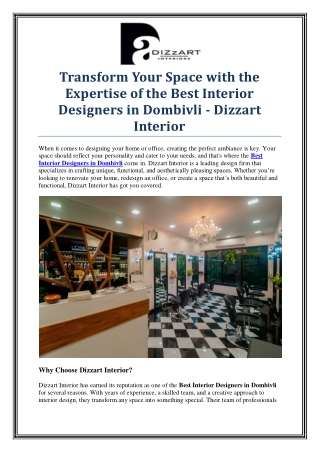 Affordable Yet Premium Interior Design Services in Dombivli