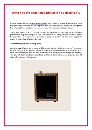 Bring You the Best Rated Diffusers You Need to Try