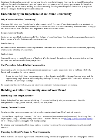 Building an Online Community Around Your Brand