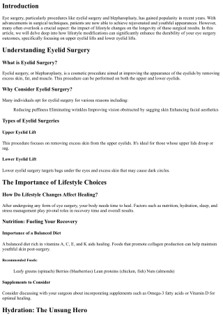 “How Lifestyle Changes Can Enhance the Longevity of Your Eye Surgery Results”